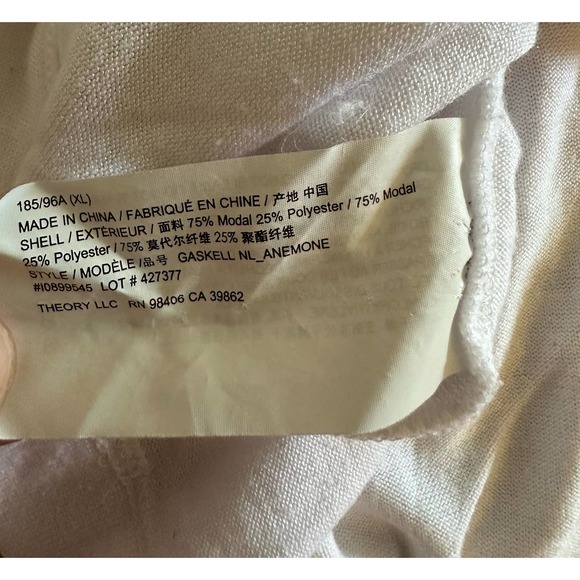 Men XL Theory Gaskell NL Anemone White Long Sleeve Crewneck Shirt Top Tee - Picture 4 of 5